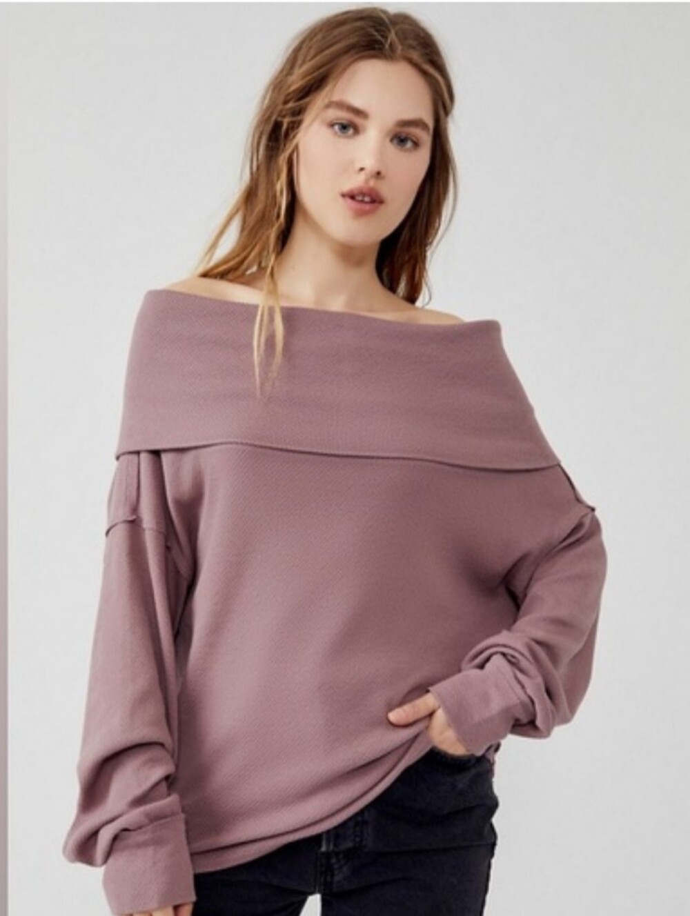 We The Free SOFT Hazy Heart Thermal Off Shoulder Top XS